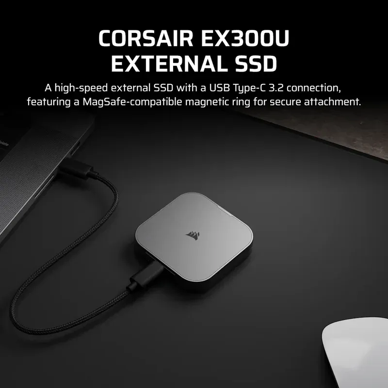 Corsair EX300U 2TB External NVMe SSD - USB 3.2 Gen 2x2, Part CSSD-EX300U2TB